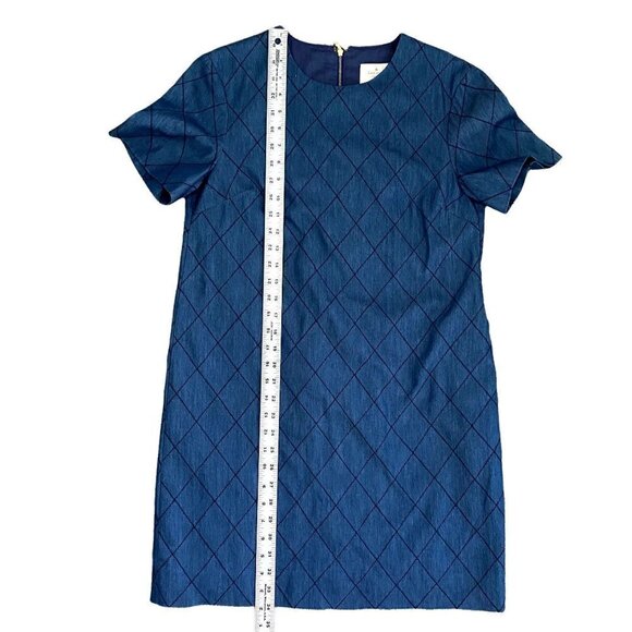 Kate Spade Chambray Quilted Shift Dress | Blue | Size 4 - Picture 10 of 11